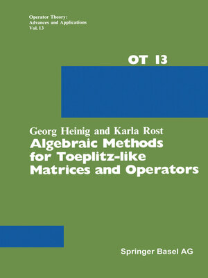 cover image of Algebraic Methods for Toeplitz-like Matrices and Operators